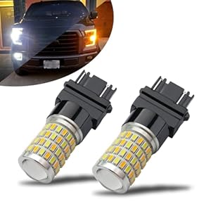 iBrightstar Super Bright 3157 4157 3155 3457 Switchback LED Bulbs with Projector Replacement for Daytime Running Lights/DRL and Turn Signal Lights, White/Amber