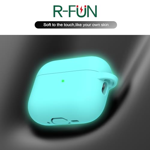 Image of R-fun for AirPods Pro 3 Case (2025), Soft Silicone Protective Case Cover Compatible with Apple AirPods Pro 3rd Generation (USB-C Cable) for Women Men with Cleaning Kit and Keychain, Glow Blue