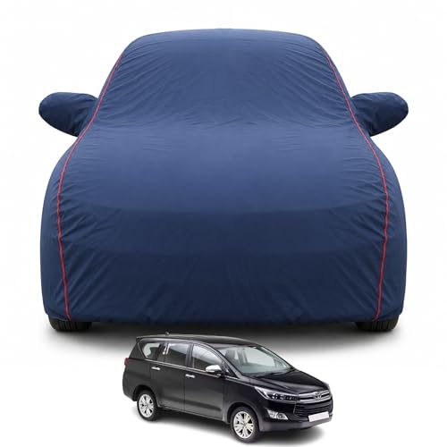Image of Premium Car Cover for Toyota Innova Crysta (2016-2026) Models | 100% Waterproof, UV & Dust Protection | Mirror & Antenna Pocket | Triple Stitched, Soft Inner Lining, Belt & Buckle (Navy Blue)