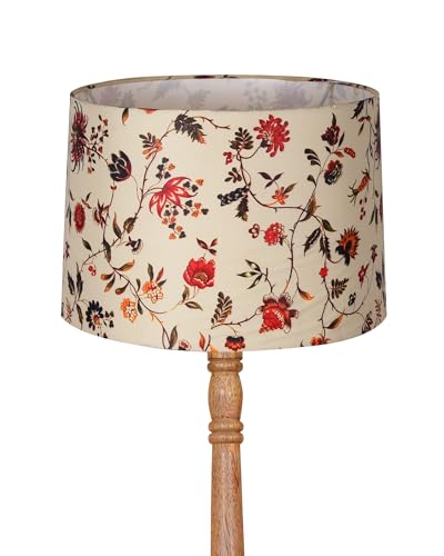 Image of Homesake Mid Century Modern Floor Lamp for Living Room | Hand Turned | Corner Lamp for Living Room, Stand Lamp with Fabric Lampshade for Bedroom, Study Room and Office, (Vine and Flowers)