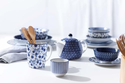 Ritzenhoff & Breker Speiseteller Royal Sakura, Ø 26.5 cm, Runder Essteller aus Porzellan, Orientalisches Dekor, Spülmaschinenfest & Mikrowellengeeignet, Blau-Weiß