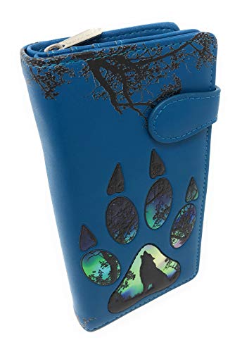 Shag Wear Wolf Paw Large Animal Print Wallet for Women and Teen Girls Vegan Faux Leather 7