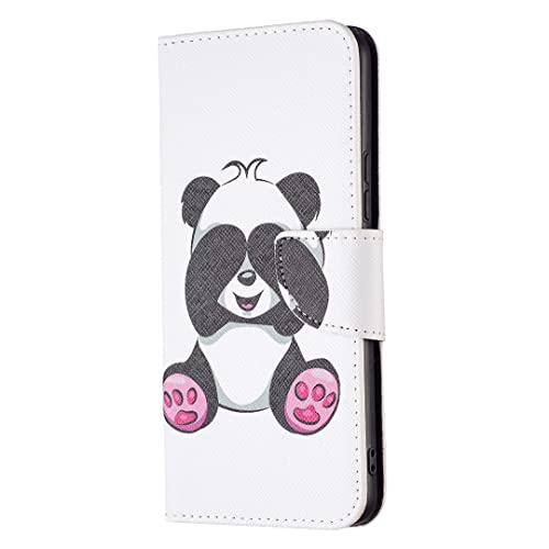 AIFILLE Funda Tipo Libro para Galaxy A03, diseño de Panda, Color Blanco, con diseño de Panda, Piel sintética y Silicona de Poliuretano con Soporte para Tarjetero, función Atril para Samsung A03 2022 Cover