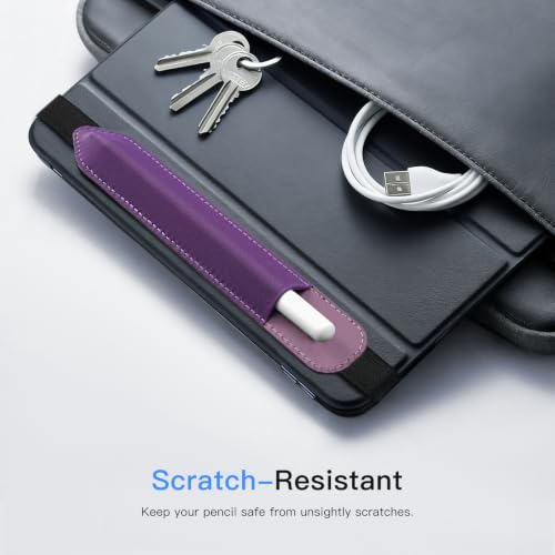 Image of MoKo Pencil Case Holder Fit The Apple Pencil (Pro and USB-C and 1st and 2nd Gen), Detachable Elastic Pocket for Stylus Pen with Elastic Band Attached to iPad Case, Dark Purple