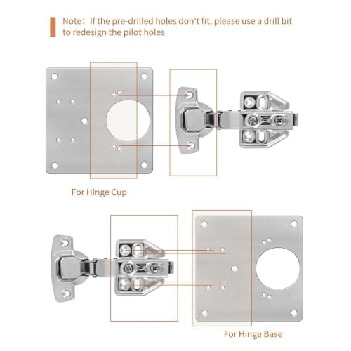 Image of Cabinet Hinge Repair Plate Kit with Mounting Screws, Stainless Steel Furniture Hinge Reinforcement Board for Kitchen Cabinet, Cupboard, Wardrobe, Closet and Wooden Door Repair