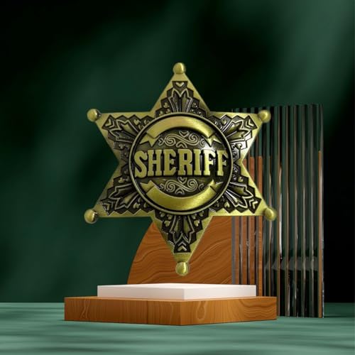 Image of Sheriff Police Badge Pin - RE Police & Cowboy Honor Stars Accessories - Cosplay Costume Gift for Women Men