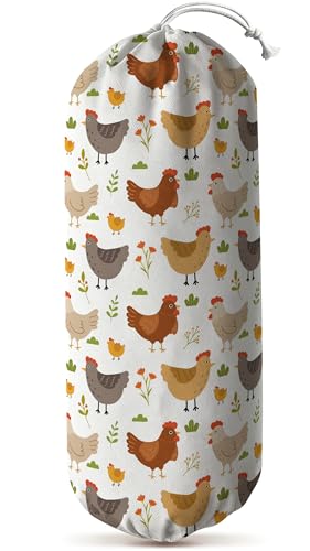 ESSME Chicken Plastic Grocery Bag Holder,Grocery Shopping Bags Carrier,Bag Organizer for Kitchen, Home Kitchen Decor,(Chicken)
