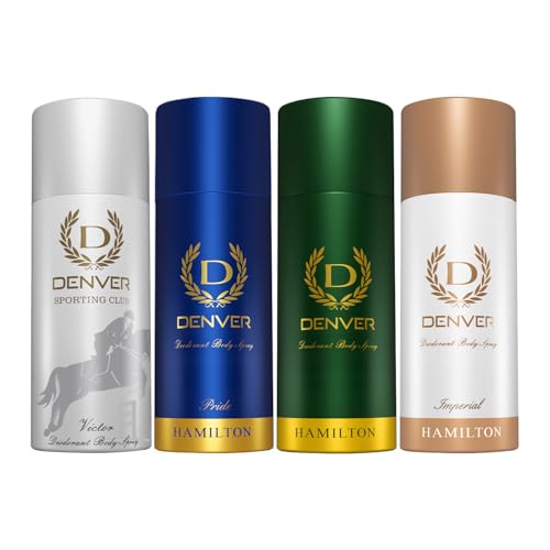 Image of DENVER Hamilton, Imperial, Pride & Victor Deodorant For Men - 150 ML Each, Pack of 4 | Long Lasting Deodorant Body Spray For Men