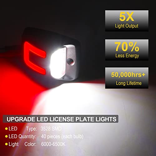 Image of R&F Auto Red OLED Neon Tube LED License Plate Light Replacement for Tacoma 2005-2015 / Tundra 2000-2013 Pickup Truck Tag Lamp 6000K Diamond White 2-Pieces Tag Lights Smoked Lens