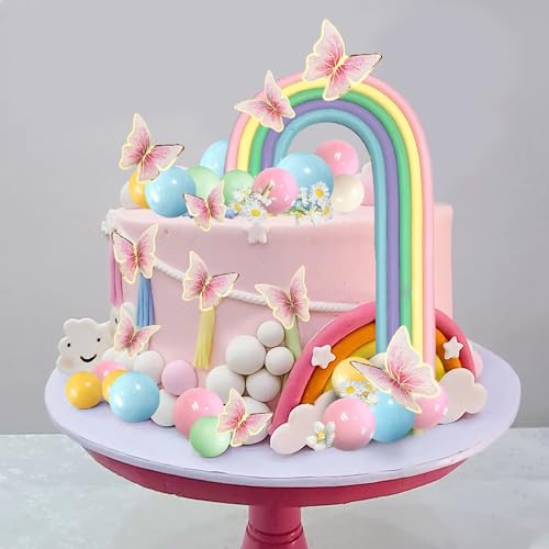 Drwate GCMGL10015 25Pcs Rainbow Cake Topper Balls Cake Decorations Boho Cake Topper thumb #5