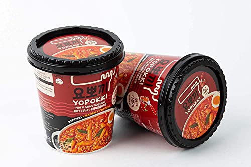 Yopokki Hot Spicy Rabokki Cup I Ramen Noddle Tteokbokki Topokki Rice Cakes (Hot Spicy Flavored Sauce,145G, 2 Cup) Korean Snack #TOP4