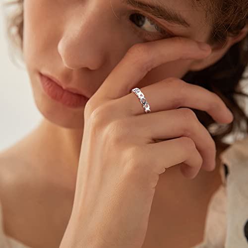 ORAZIO Real 925 Sterling Silver Heart Ring for Women Cute Plain Heart Band Dainty Engagement Promise Wedding Rings Jewelry3