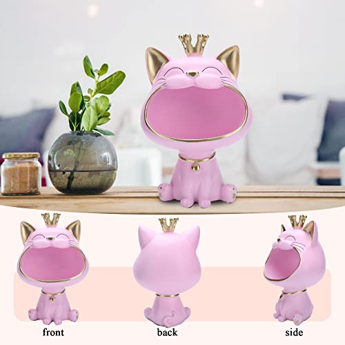 Estatua de gato de resina para decoración y almacenamiento miniatura 6