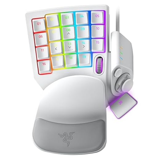 Razer Tartarus Pro Mercury - Gaming Keypad (Gamepad mit analog-optischen Tasten, 32 programmierbare Tasten, anpassbarer Auslösepunkt, Profile, Handballenauflage, RGB Chroma Beleuchtung) Weiß