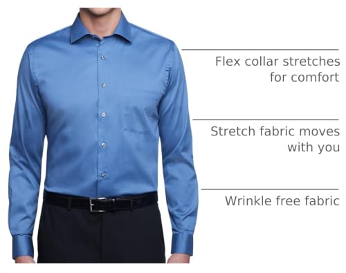 Van Heusen men's Regular Fit Flex Collar Stretch Solid Dress Shirt, Dusty Blue, 18.5 Neck 34 -35 Sleeve XX-Large US by Van Heusen - Used condition - US$22.28