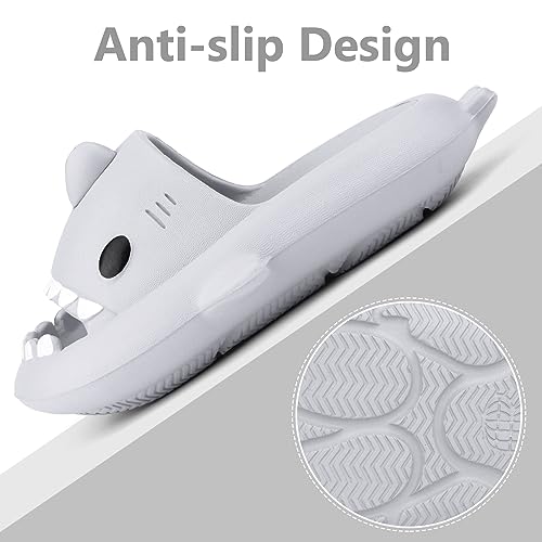Image of Kids Shark Cloud Slides | Toddler Boys Girls Shower Slippers | Boys Girls Cute Cartoon Fish Flip Flops | Beach Pool Home Sandals | Quick Dry Non-Slip