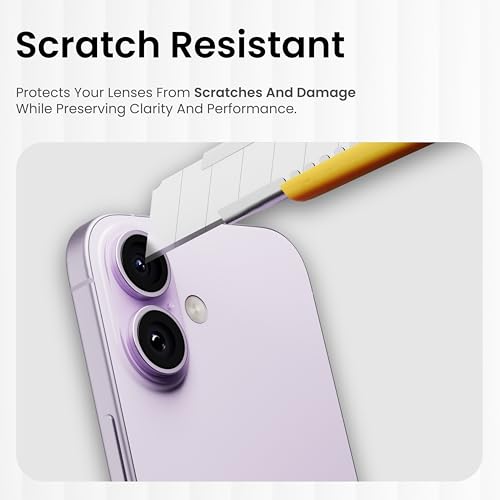 Image of CASEGEAR Clear Pro Camera Lens Protector Compatible With iPhone 17 | HD Clarity | Scratch Resistant | Complete Coverage | Easy Installation | Lavender