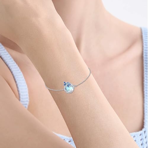 Image of Dragonfly Bracelet 925 Sterling Silver Butterfly Bracelet Adjustable Celtic Moon Bracelet Irish Celtic Jewelry Gifts for Women