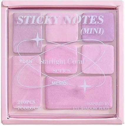 Image of 210 Sheets Colorful Sticky Notes | Mini Pastel Tabs | Self-Adhesive Memo Pads for Notes-4 Size, Reminders, Planners, Study, Office & Creative Journaling, Reminders, and Creative Ideas (Multi Color)