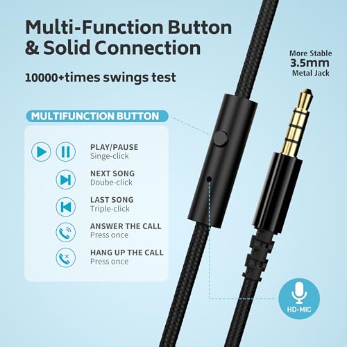 Image of AILIHEN Classroom Headphones Bulk 10 Pack - Wired Headphones for Kids for School, K-12 Students Online Learning and Testing, HD Microphone and 3.5mm Jack for Tablet, Computer, Chromebook (Black)