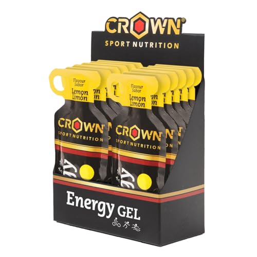 Crown Sport Nutrition Energy Gel | Carbohidratos + BCAA, Arginina, Taurina y Electrolitos | Textura líquida, con y sin cafeína | Vegano | Sin alérgenos