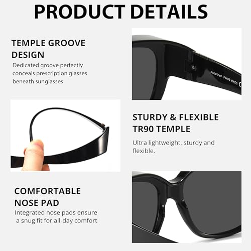 Trysee Oversized Polarized Fit Over Sunglasses for Women, Trendy UV400 Protection Sun Glasses for Driving TS42054