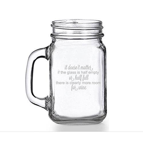 Chloe and Madison Glass Half Empty Or Full Glass Mason Jar Mug