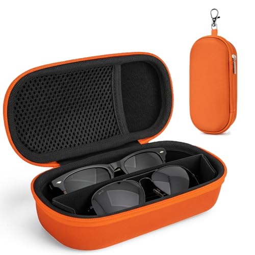 Image of Double Eyeglasses Case, Hard Shell Dual Glasses Case Travel Sunglasses Organizer for Men Women