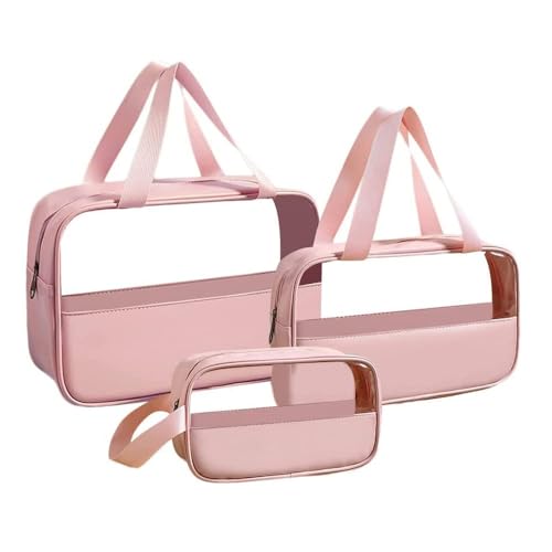 Image of Apophis Pvc Travel Makeup Pouch Set Toiletry Bag Cosmetic Organizer Bag for Women and Girls Toiletry Storage Kit Set of 3 (Pink)