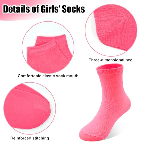 12 Pairs Girls Socks Toddler Girls Crew Socks Athletic Girl's Colorful Mid Cut Sock Multipack for Kids 1-14 Years3