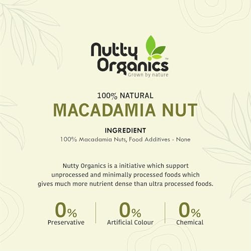 Image of NUTTY ORGANICS Macadamia Nuts - 100G From Aaustralia (Grade A ++ Nuts, Premium Jumbo Size)