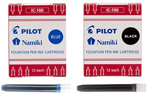 PILOT Namiki IC100 Fountain Pen Ink Cartridge (Pack of 24, Black/Blue)
