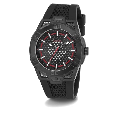 GUESS Silicone Analog Black Dial Men's Watch-Gw0712G1, Band Color-Black - Image 5
