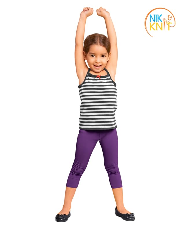 Image of NIK & KNIT Premium Stretchable Plain Capri Leggings for Girls /Kids | Night Wear | Leggings /Capris (Top /T-Shirt NOT Included)