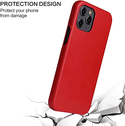 Étui en cuir véritable pour iPhone 14 Pro avec rabat aimanté élégant rouge chic