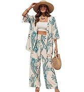 Leriya Fashion Co Ord Set for Women Stylish | Travel Co-Ord Set Short Sleeve Shirt &amp; Wide-Leg Pan...