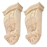MUELODSIC 2 pezzi Capitelli in Legno Massello Intagliati Stile Europeo Decorazioni Romanic...