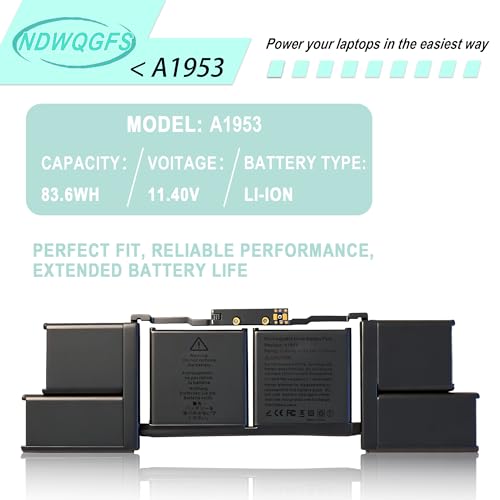 Image of A1953 A1990 Battery for MacBook Pro 15 Inch (Mid 2018 2019) Laptop Battery Replacement Model A1953 Battery EMC 3215 3359 MV902LL /A, MV932LL /A, MR962LL /A