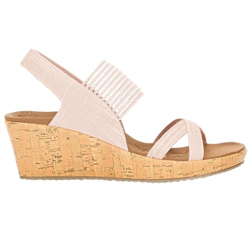 Skechers womens Beverlee - High Tea Wedge Sandal, Pink, 9 US