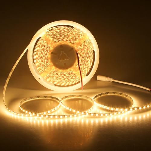 Aclorol 24V LED Strip Lights Warm White 10M 1200LEDs Flexible Tape Light 2835 SMD LED Lights for Bedroom Kitchen Cupboard Wardrobe DIY Lighting Project (Power Supply & Dimmer Not Included)