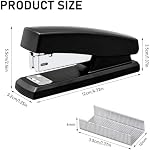 6 Pieces Desktop Staplers with 3000 Staples 24/6 Staples Heavy Duty Office Stapler 2-20 Sheet Capacity Desk Staplers for Student and Office Use (Black)