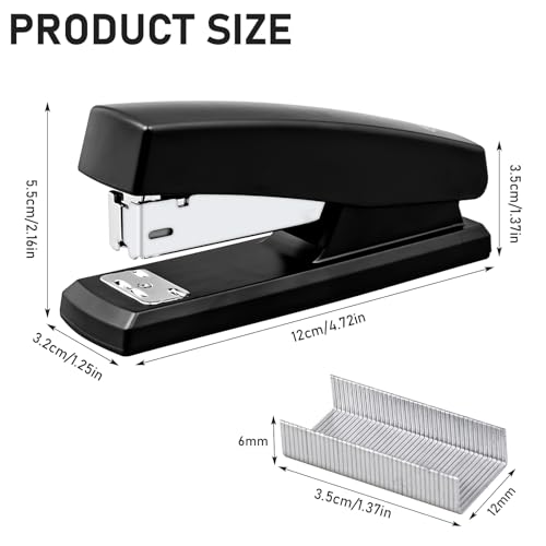 6 Pieces Desktop Staplers with 3000 Staples 24/6 Staples Heavy Duty Office Stapler 2-20 Sheet Capacity Desk Staplers for Student and Office Use (Black) image 4