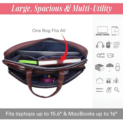 Image of Protecta Stride Floral Printed Laptop Messenger Bag for Men and Women for Office 16 inch Use Macbook Office Briefcase Bag Print Padded Sleeve Straps Durable Design Lightweight 18L Ethnic Print