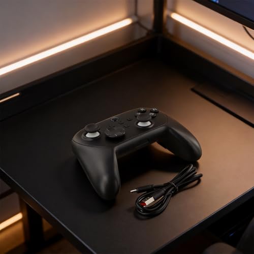 Kabelloser Game-Controller für PC und Switch mit Dual-Hall-Effekt-Joysticks, One-Klick-Screenshot-Funktion, kompaktes ABS-Design für tragbares Gaming (Schwarz und Weiß)