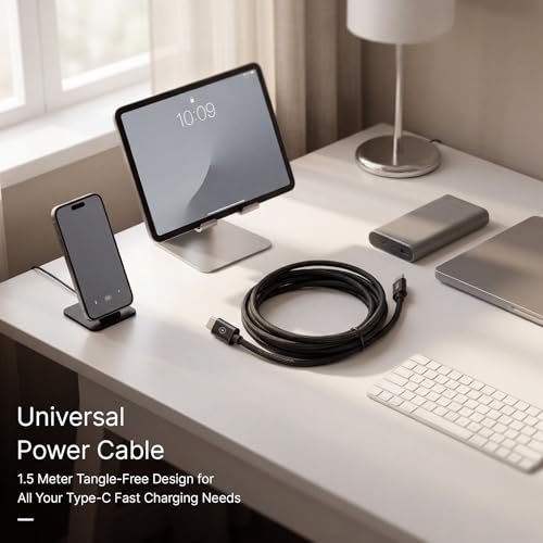 Image of D-Link DPA-FC501 Type-C to Type-C Fast Charging Cable 1.5M Braided 5.0A (100W) Output E-Marker Chip Nylon Tangle-Free Metal Connector High-Speed 480 Mbps Data Transfer Black