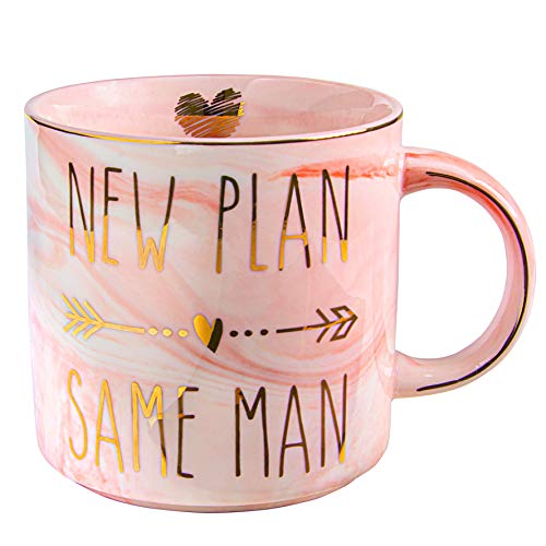 Limited Stock VILIGHT Engaged Mug Fiancee Gift for Soon To Be Bride - Wedding and Engagement Gifts for Future Mrs - New Plan Same Man Marble Coffee Cup 11.5 Oz