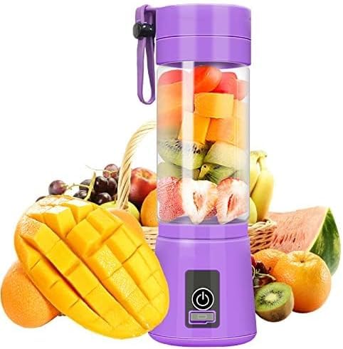 PHILAIDE Portable Blender Smoothie Maker, Personal Size Fresh Juice Shaker Bottle, Mini Blender 300ML Rechargeable USB Multifunction Juicer Cup with Lid For Travel Kitchen Camping Gym Office, Purple