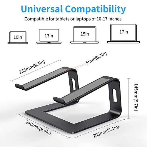 Bewahly Laptop Ständer, Ergonomisch Notebook Ständer, Aluminium Halter, Halterung, Stand für MacBook Pro/Air, Samsung, Huawei MateBook, Surface, Dell, HP, Lenovo und mehr 10"~17" Laptops (Schwarz) – Bild 4