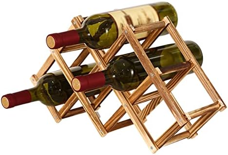 Wine Rack Wood Foldable Wine Storage Racks Countertop Free Standing Wine Bottle Stand Holder Display Shelf for Wine Cabinet, Home Kitchen,Pantry, Wine Cellar, Bar (A 6 Bo