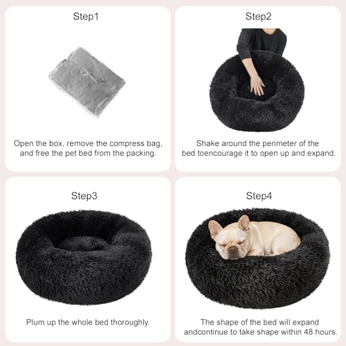 Image of Dog Calming Beds for Medium Large Dogs Round Donut Washable Anxiety Dog Bed